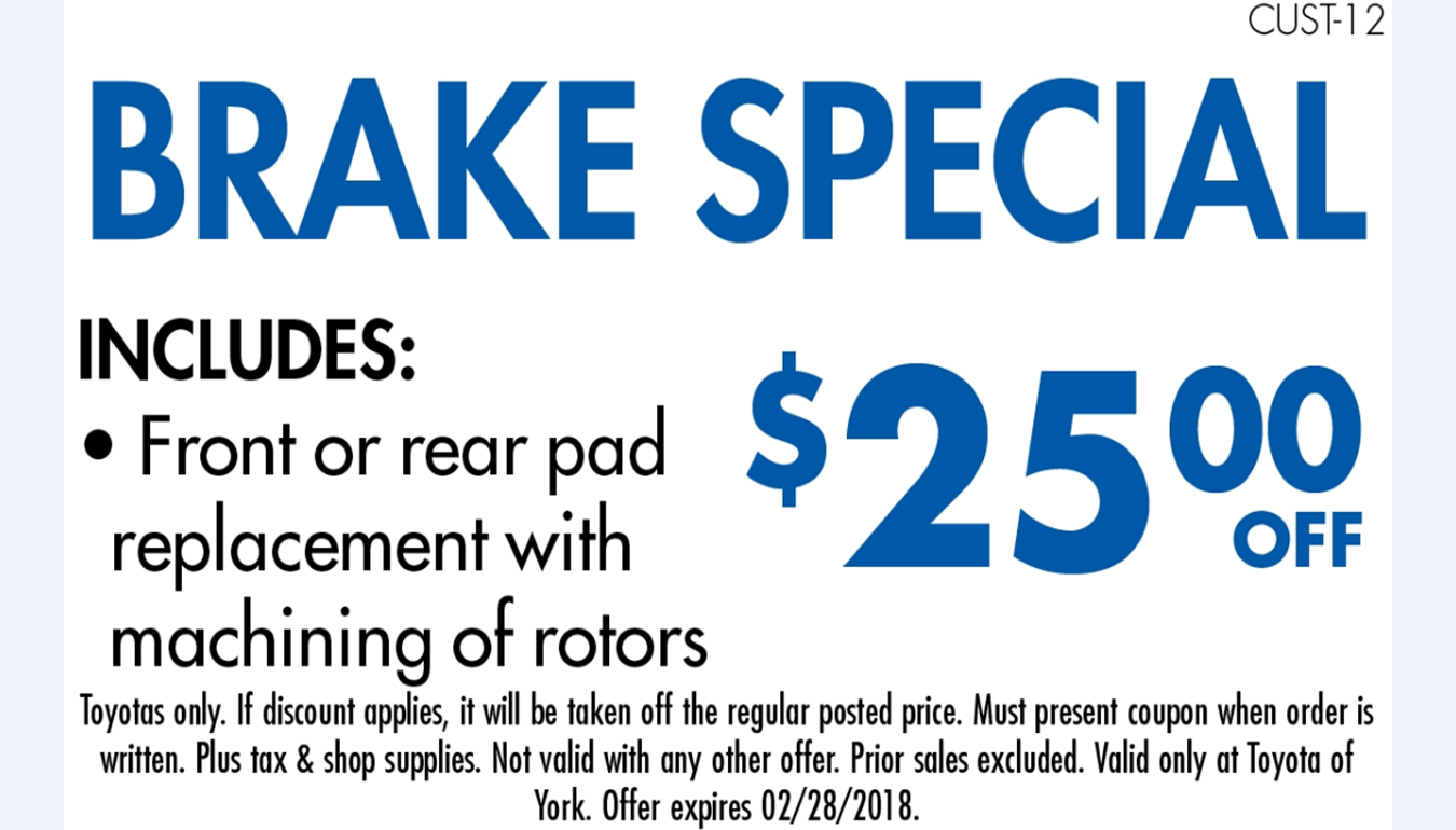 York Brake Special Central Pennsylvania Toyota Dealers Service