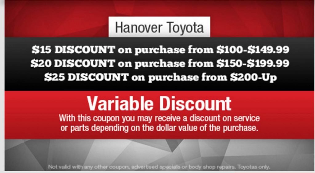 Hanover Toyota Variable Discount Central Pennsylvania Toyota Dealers Service